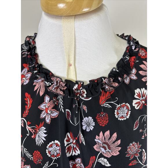 Banana Republic Botanic Floral Ruffle Neck Romanticore Keyhole Back Feminine 8 - Picture 2 of 15